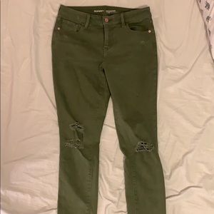 Old Navy olive green rockstar jeans